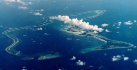 Aerial photo of Diego Garcia island.