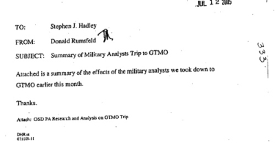 The memo from Rumsfeld to Hadley.