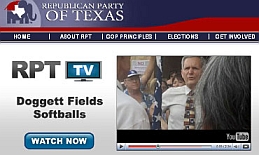 Screenshot of Texas GOP Web site featuring Doggett protest video, from August 5, 2009.