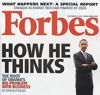A portion of the Forbes magazine cover featuring Dinesh D’Souza’s article on President Obama.