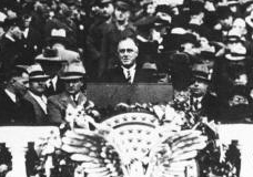 Roosevelt giving his inaugural address.