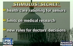 Fox News graphic making disproven claims about Congressional health care reform proposals.