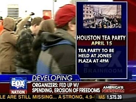Screenshot of Fox News promoting the ‘Tea Party’ rally in Houston.