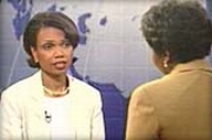 Condoleezza Rice being interviewed by Gwen Ifill.