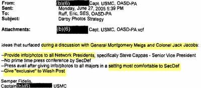 Portion of Pentagon e-mail discussing Meigs/Jacobs strategy session.