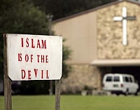 A sign outside Terry Jones’s Florida church.