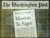 PBS graphic of Washington Post’s headline for Novak’s column outing Plame Wilson.