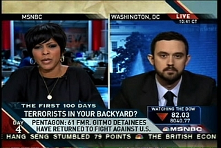 Screen capture of an MSNBC broadcast in which the disputed recidivism claim was made.