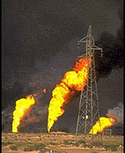 Blazing oil wells in Kuwait.