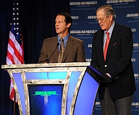 Tim Phillips (L) and David Koch, together at an Americans for Prosperity event.