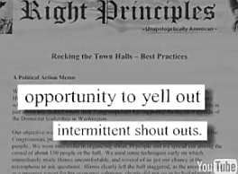 A screenshot from a Democratic National Committee ad highlighting phrases from the memo.