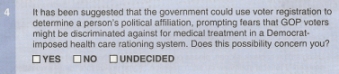 The question from the RNC survey asking about possible discrimination against Republicans.