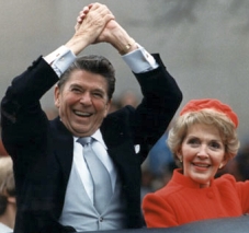 Ronald and Nancy Reagan celebrate winning the presidency.