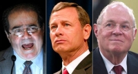 Three of the Supreme Court justices in the majority decision: Antonin Scalia, John Roberts, and Anthony Kennedy.