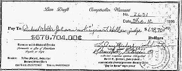 A typical ‘LeRoy check,’ issued on a fraudulent lien.