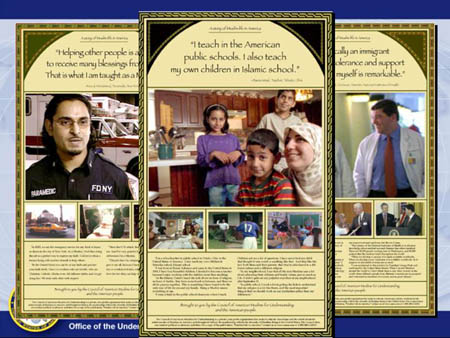 Print ad for the ‘Shared Values’ videotapes. The videos are distributed by the Council of American Muslims for Understanding (CAMU), an organization created by the US State Department.