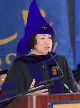 A doctored photo of Sotomayor issued by the Council of Conservative Citizens. The robe and hood have been added to the photo, as has the ‘raised-fist’ logo.