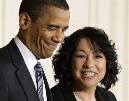 Barack Obama and Sonia Sotomayor during the nomination announcement.