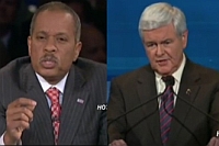 Juan Williams (left) and Newt Gingrich during the Republican presidential debate.