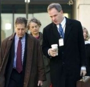 Peter Zeidenberg (left) and Patrick Fitzgerald outside the courthouse during the Libby trial.