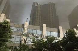 Smoke rising from the bombed Jakarta stock exchange.