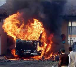 The bus that had been carrying ISI officials to work.