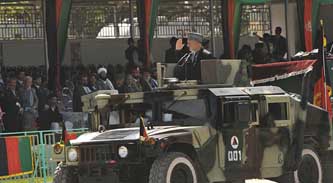 Hamid Karzai on parade, April 27, 2008.