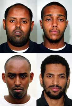 Clockwise, from top left: Muktar Ibrahim,  Ramzi Mohammed, Hussain Osman, and Yassin Omar.