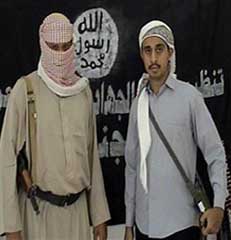 Ahmed al-Mashjari (right) with unidentified associate, in propaganda video.